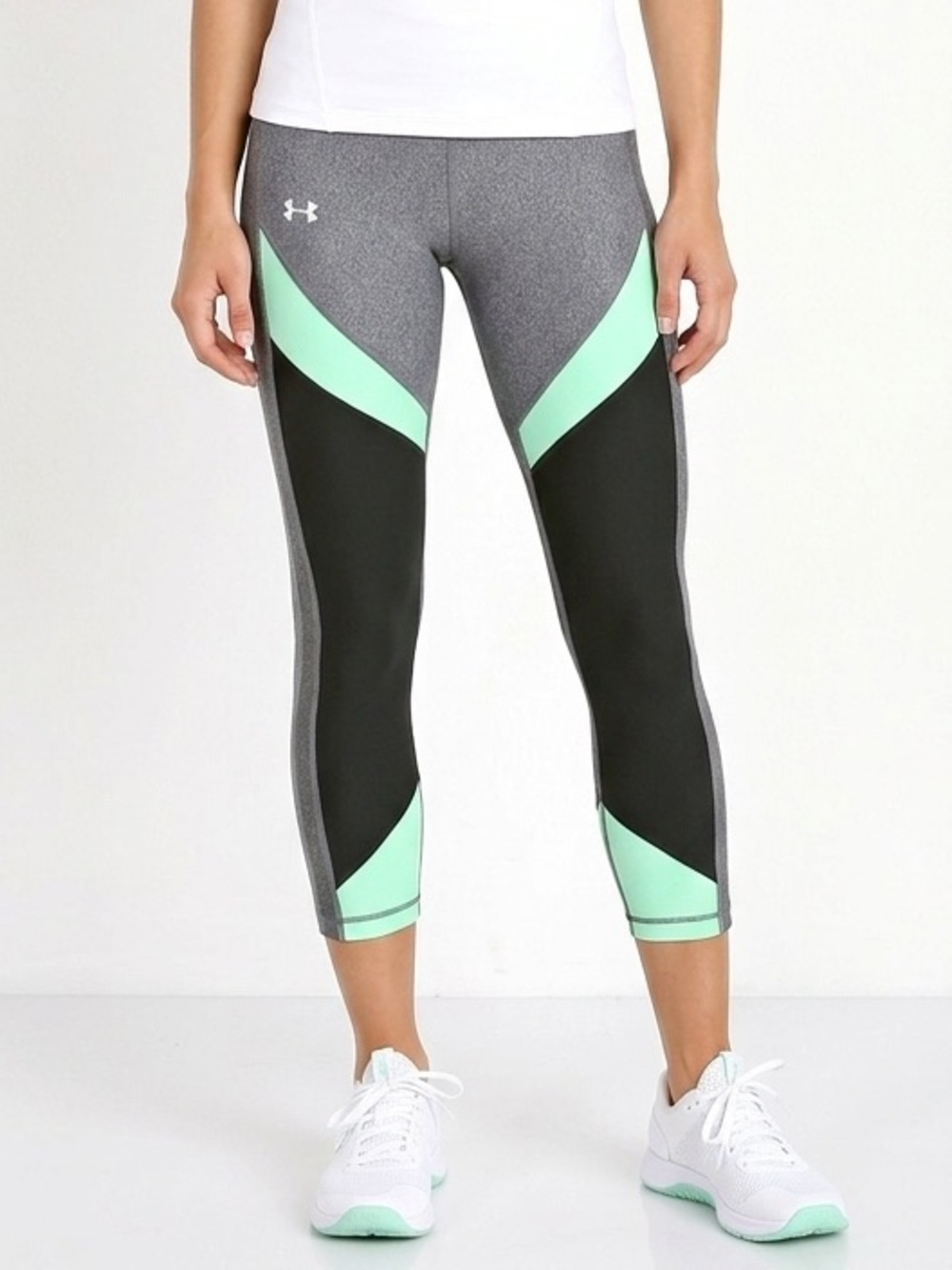 Under Armour Compression Capri Leggings Colour Grey, Black & Mint Green Size M